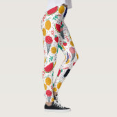 Kleurrijke zomerlevensmiddelen en bloemen collage leggings (Rechts)