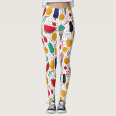 Kleurrijke zomerlevensmiddelen en bloemen collage leggings (Voorkant)