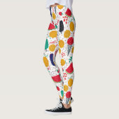 Kleurrijke zomerlevensmiddelen en bloemen collage leggings (Links)
