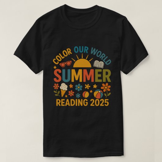 Kleurrijke zomerlezing 2025 Fun T-shirt (Design voorkant)