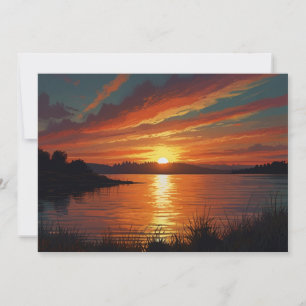 Kleurrijke zomermeer zonsondergang zonsopgang refl feestdagenkaart