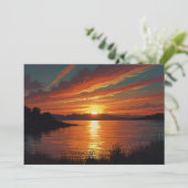 Kleurrijke Zomermeer Zonsopkomst Reflecties Feestdagenkaart (Staand voorkant)