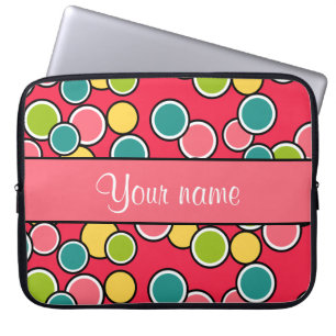 Kleurrijke zomerpoka Dots gepersonaliseerd Laptop Sleeve