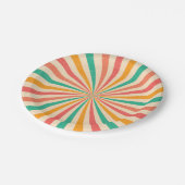 Kleurrijke zomerretro sunburst papieren bordje (Gekanteld)