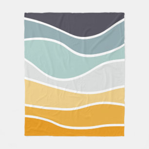 Kleurrijke zomerse retro stijl golven fleece deken