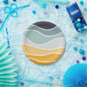 Kleurrijke zomerse retro stijl golven papieren bordje (Feest)