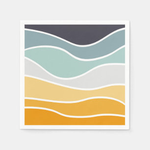 Kleurrijke zomerse retro stijl golven servet