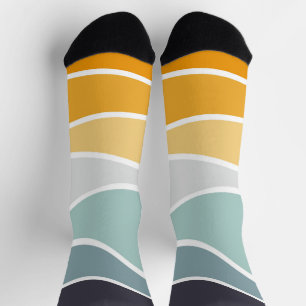 Kleurrijke zomerse retro stijl golven sokken