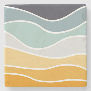 Kleurrijke zomerse retro stijl golven stenen onderzetter