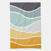 Kleurrijke zomerse retro stijl golven theedoek (Verticaal)