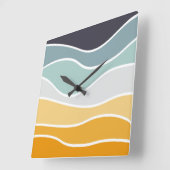 Kleurrijke zomerse retro stijl golven vierkante klok (Hoek)