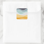 Kleurrijke zomerse retro stijl golven vierkante sticker (Tas)