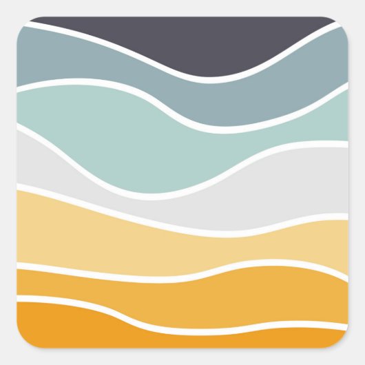 Kleurrijke zomerse retro stijl golven vierkante sticker (Voorkant)