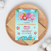 Kleurrijke zomerse verjaardagsuitnodiging / Pool P Kaart