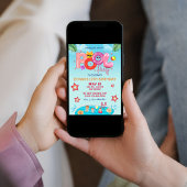 Kleurrijke zomerse verjaardagsuitnodiging / Pool P Kaart