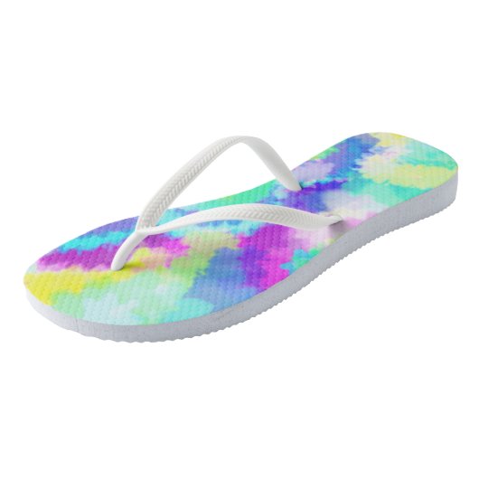 Kleurrijke zomerse Waterverven Teenslippers (Schuin)