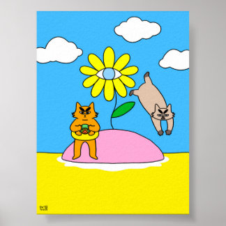 Kleurrijke Zomerstemming Kat Poster