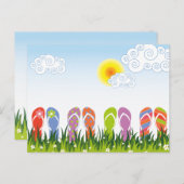 Kleurrijke zomerTeenslippers in de zon Briefkaart (Voorkant / Achterkant)