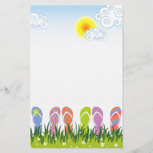 Kleurrijke zomerTeenslippers in de zon Briefpapier