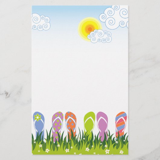 Kleurrijke zomerTeenslippers in de zon Briefpapier (Voorkant)