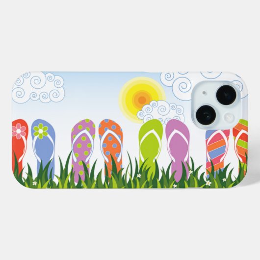 Kleurrijke zomerTeenslippers in de zon Case-Mate iPhone Case (Achterkant (horizontaal))