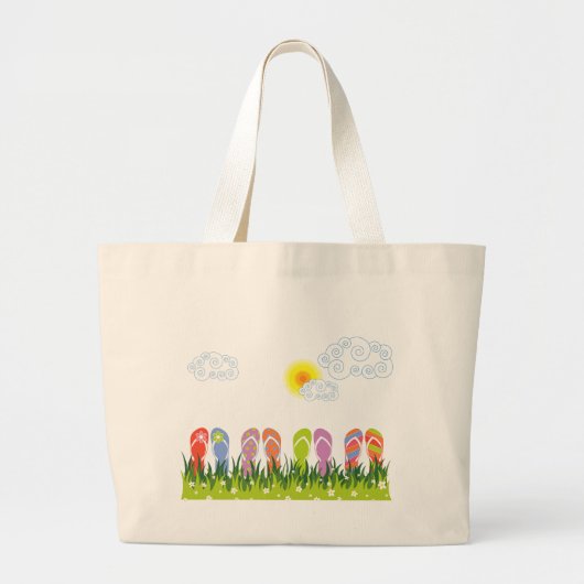 Kleurrijke zomerTeenslippers in de zon Grote Tote Bag (Voorkant)