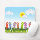 Kleurrijke zomerTeenslippers in de zon Muismat (Met muis)