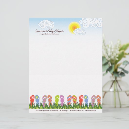 Kleurrijke zomerTeenslippers in de zon Persoonlijk Briefhoofd (Staand voorkant)