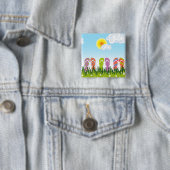 Kleurrijke zomerTeenslippers in de zon Vierkante Button 5,1 Cm (In situ)