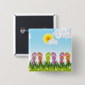 Kleurrijke zomerTeenslippers in de zon Vierkante Button 5,1 Cm (Voorkant /achterkant)