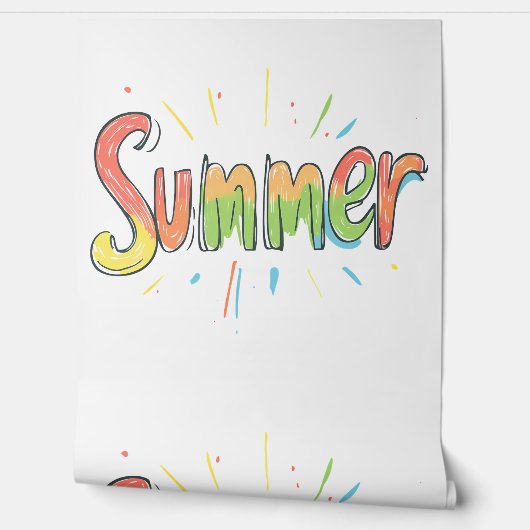 Kleurrijke zomertekst behang (Afrollen)