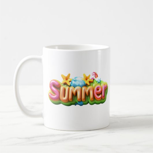Kleurrijke zomertekst koffiemok (Links)