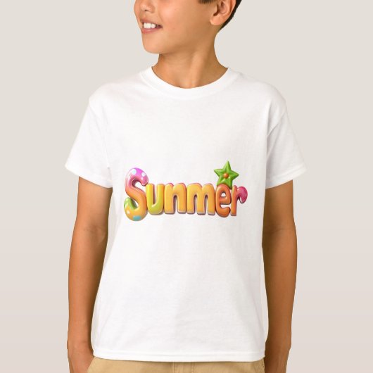 Kleurrijke zomertekst met ster t-shirt (Voorkant)