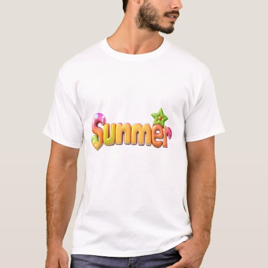 Kleurrijke zomertekst met ster t-shirt (Voorkant)