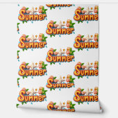 Kleurrijke zomertekst met strandelementen behang (Afrollen)