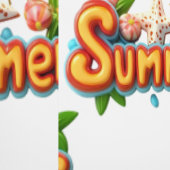 Kleurrijke zomertekst met strandelementen behang (Zoom)