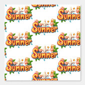 Kleurrijke zomertekst met strandelementen behang (Voorkant)