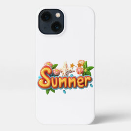 Kleurrijke zomertekst met strandelementen iPhone 13 hoesje