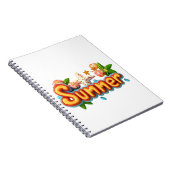 Kleurrijke zomertekst met strandelementen notitieboek (Rechterzijde)
