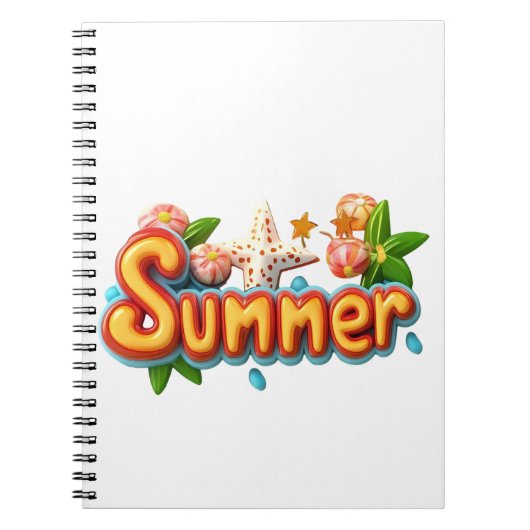 Kleurrijke zomertekst met strandelementen notitieboek (Voorkant)