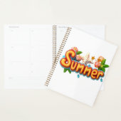 Kleurrijke zomertekst met strandelementen planner (Display)