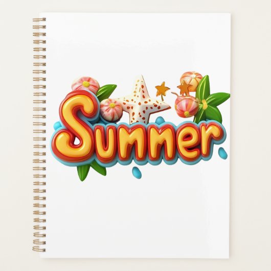 Kleurrijke zomertekst met strandelementen planner (Voorkant)