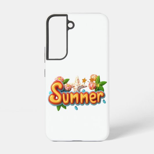 Kleurrijke zomertekst met strandelementen samsung galaxy hoesje (Achterkant)