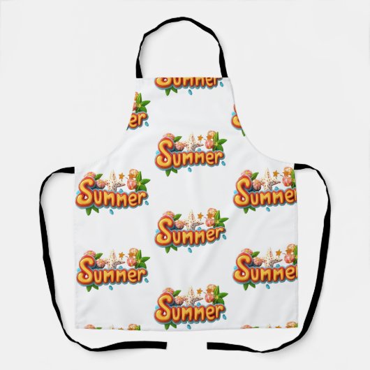 Kleurrijke zomertekst met strandelementen schort (Voorkant)
