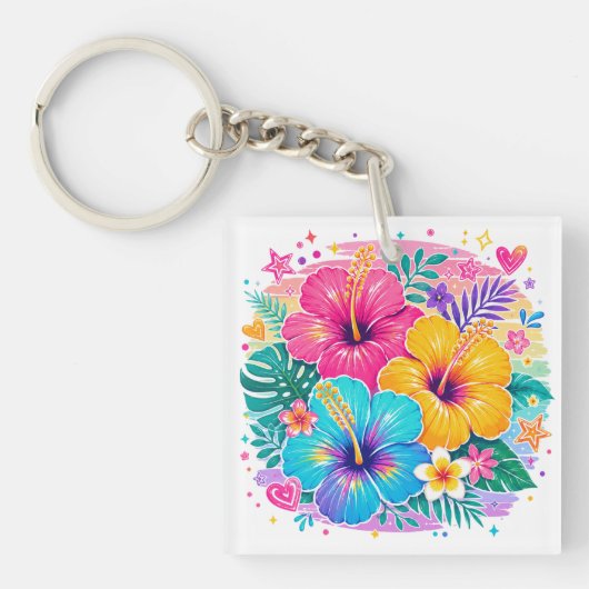 KLEURRIJKE ZOMERTHEMA-SCÈNES SLEUTELHANGER (Voorkant)