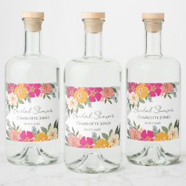 Kleurrijke zomertuin helder Vrijgezellenfeest Likeurfles Etiket