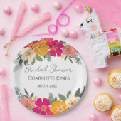 Kleurrijke zomertuin: heldere Floral Bride Shower Papieren Bordje (Feest)