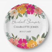 Kleurrijke zomertuin: heldere Floral Bride Shower Papieren Bordje (Voorkant)