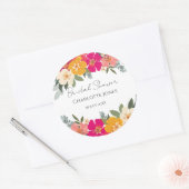 Kleurrijke zomertuin: heldere Floral Bride Shower Ronde Sticker (Envelop)