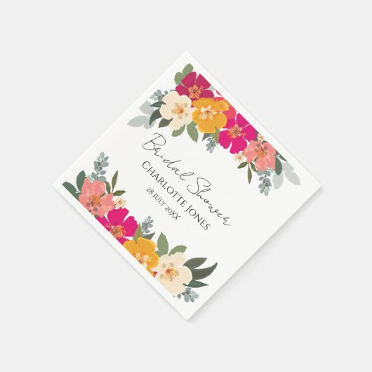 Kleurrijke zomertuin: heldere Floral Bride Shower Servet (Hoek)